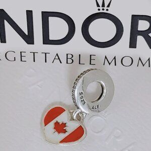 Pandora Canada Flag Dangle Exclusive Heart Charm Pendant S925 Silver with box